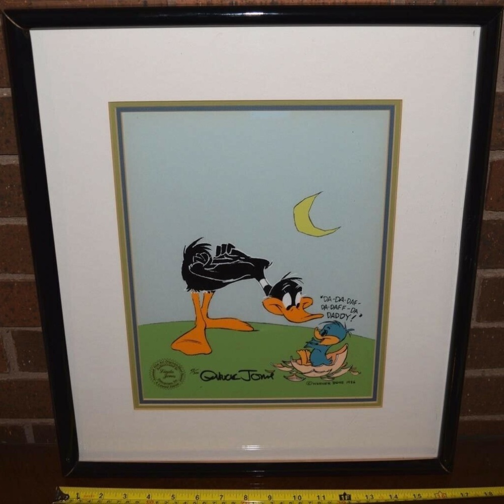 1986 Chuck Jones "Daffy Daddy" Framed Cel Artwork Hand signed 47/200